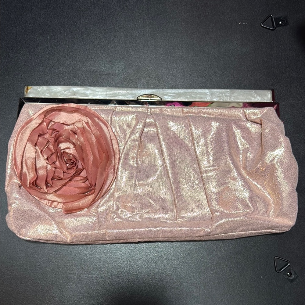Poppie Jones Pink Clutch with Floral Detail